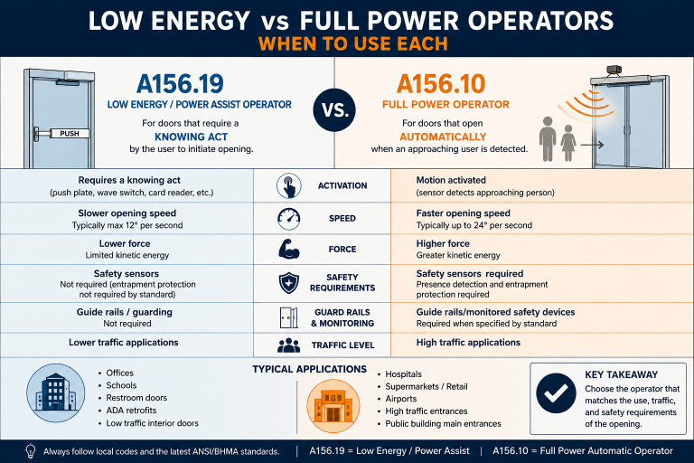 Automatic Door Operators 101: Low Energy vs Full Power